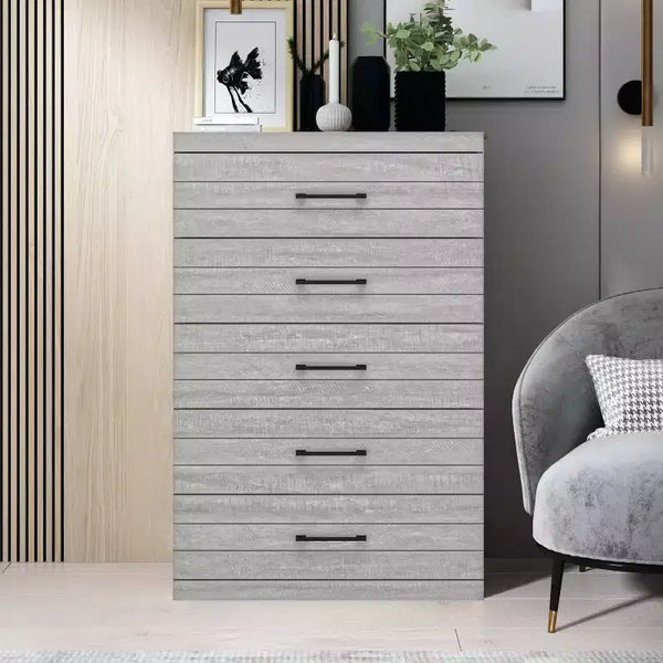 5 Drawer Chest (Interlock) - Dusty Grey Oak