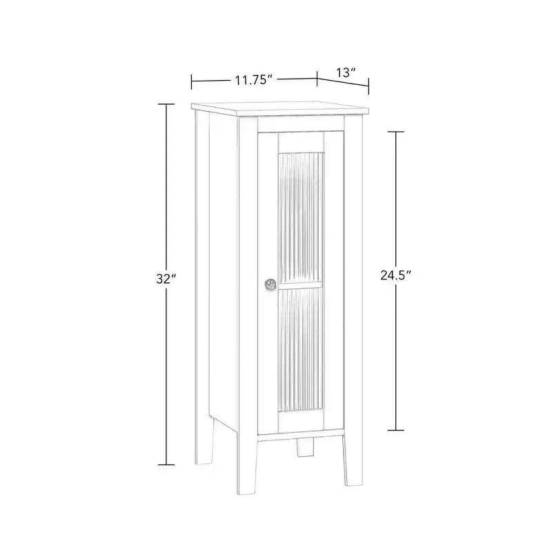 Single Door Narrow Bathroom and Laundry Storage Cabinet and Organizer with Adjustable Shelves - White