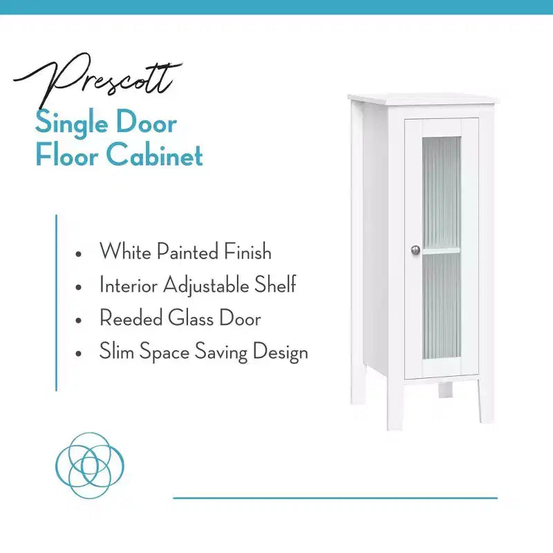Single Door Narrow Bathroom and Laundry Storage Cabinet and Organizer with Adjustable Shelves - White