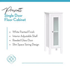 Single Door Narrow Bathroom and Laundry Storage Cabinet and Organizer with Adjustable Shelves - White