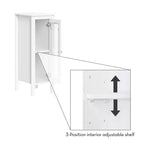 Single Door Narrow Bathroom and Laundry Storage Cabinet and Organizer with Adjustable Shelves - White