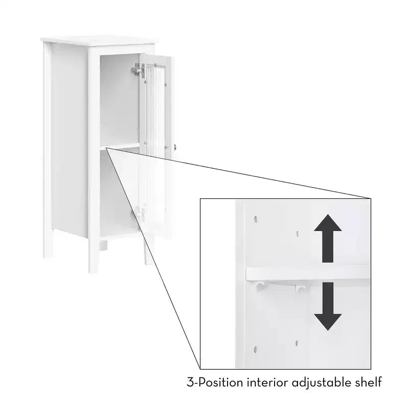 Single Door Narrow Bathroom and Laundry Storage Cabinet and Organizer with Adjustable Shelves - White