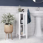 Single Door Narrow Bathroom and Laundry Storage Cabinet and Organizer with Adjustable Shelves - White