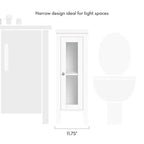 Single Door Narrow Bathroom and Laundry Storage Cabinet and Organizer with Adjustable Shelves - White