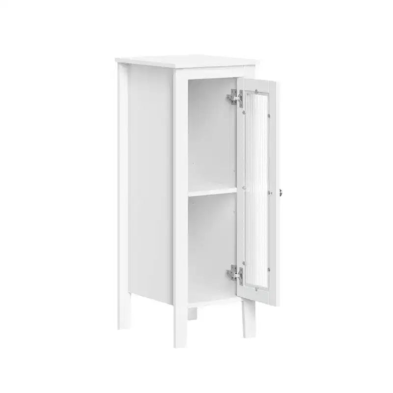 Single Door Narrow Bathroom and Laundry Storage Cabinet and Organizer with Adjustable Shelves - White