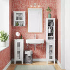 Single Door Narrow Bathroom and Laundry Storage Cabinet and Organizer with Adjustable Shelves - White