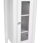 Tall Bathroom Storage Linen Cabinet and Organizer with Drawer, Glass Door, and Shelves - White