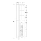 Tall Bathroom Storage Linen Cabinet and Organizer with Drawer, Glass Door, and Shelves - White