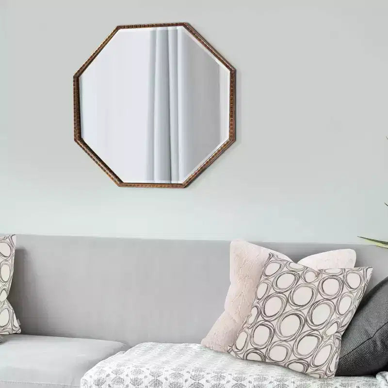 Octagon Wall and Accent Mirror: Antique Gold, Iron Frame, Ready to Hang