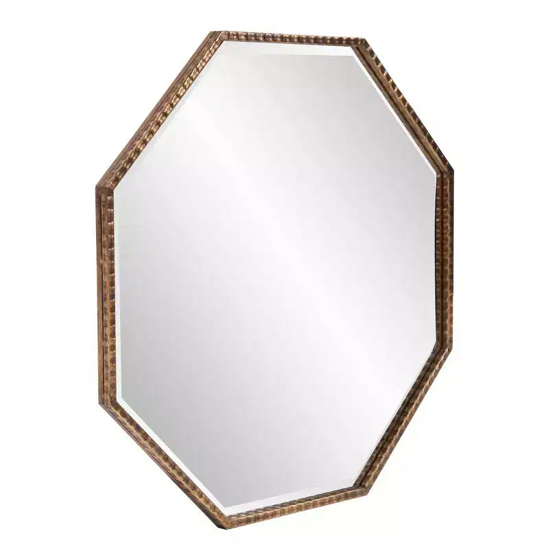 Octagon Wall and Accent Mirror: Antique Gold, Iron Frame, Ready to Hang