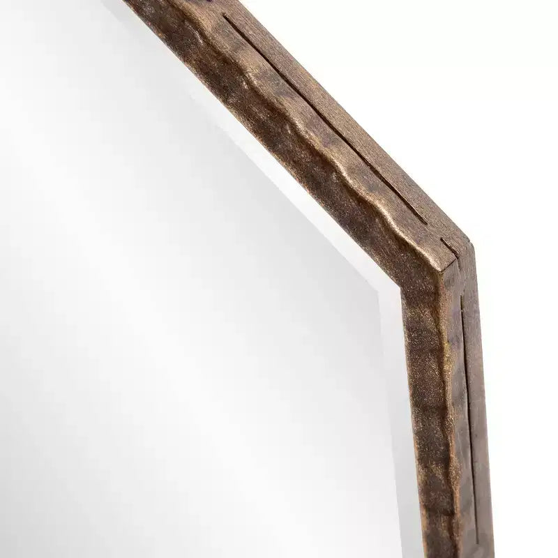 Octagon Wall and Accent Mirror: Antique Gold, Iron Frame, Ready to Hang