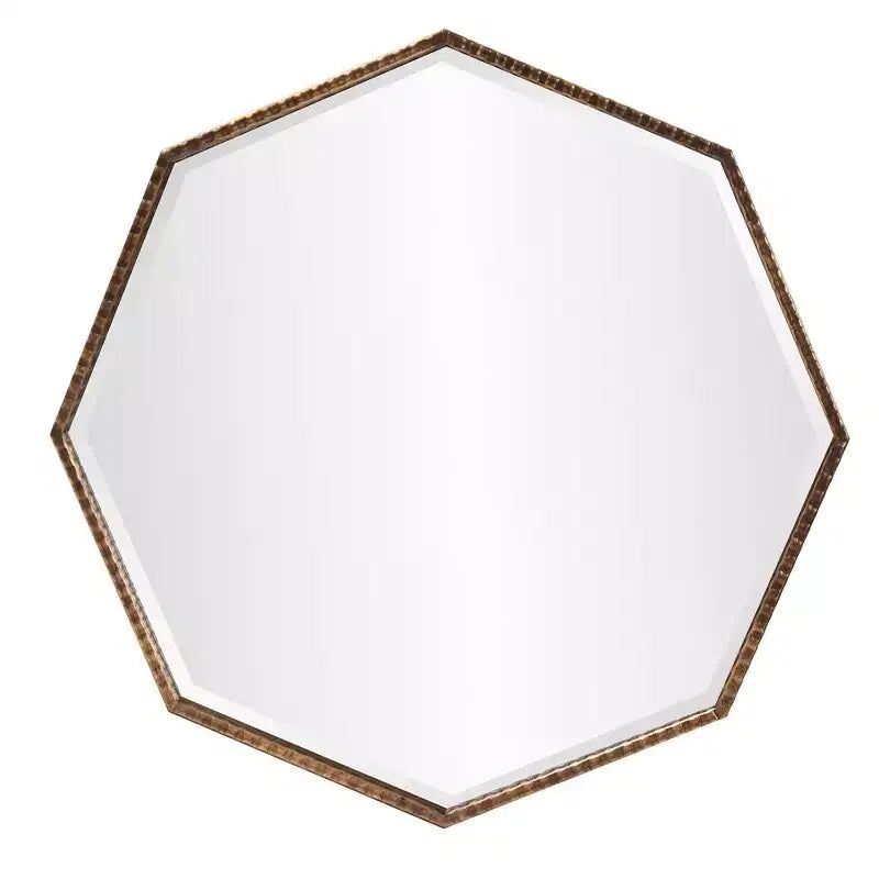 Octagon Wall and Accent Mirror: Antique Gold, Iron Frame, Ready to Hang