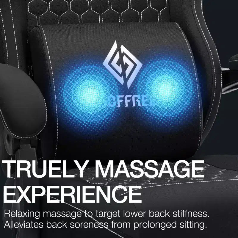 Breathable Fabric Massage Gaming Chair Ergonomic Office PC Chair with Footrest & Adjustable