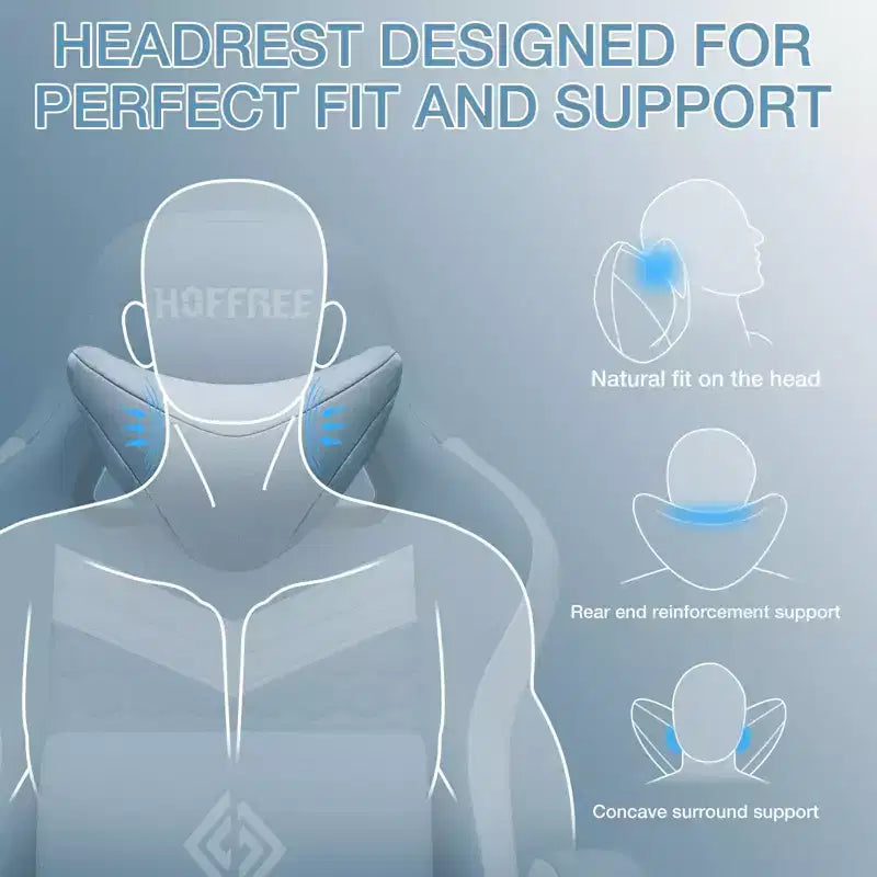 Breathable Fabric Massage Gaming Chair Ergonomic Office PC Chair with Footrest & Adjustable