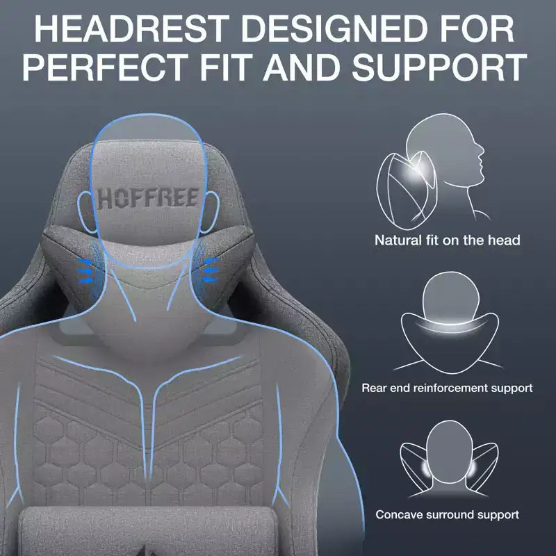 Breathable Fabric Massage Gaming Chair Ergonomic Office PC Chair with Footrest & Adjustable