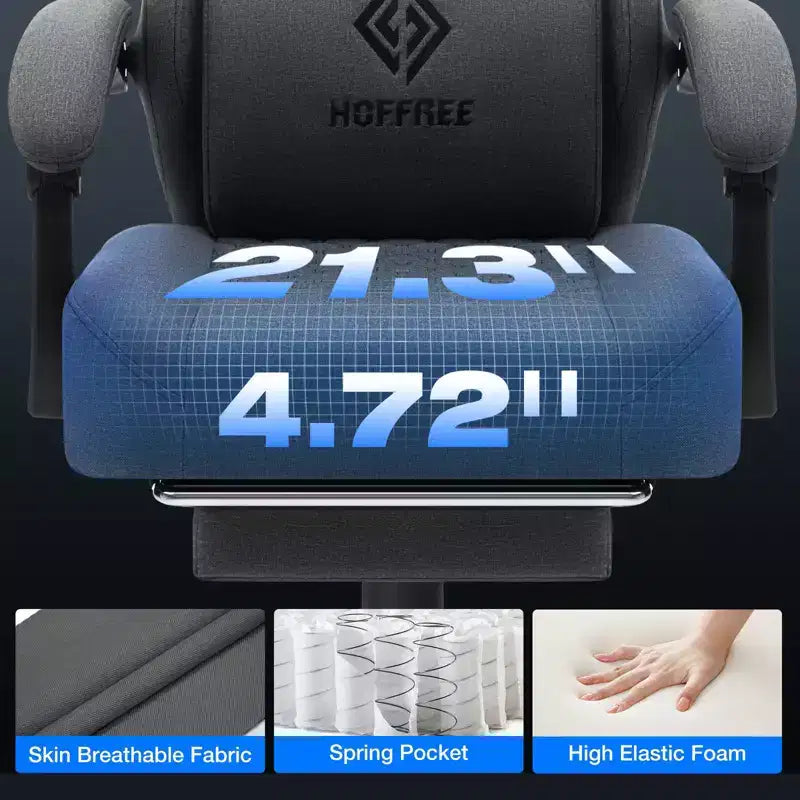 Breathable Fabric Massage Gaming Chair Ergonomic Office PC Chair with Footrest & Adjustable