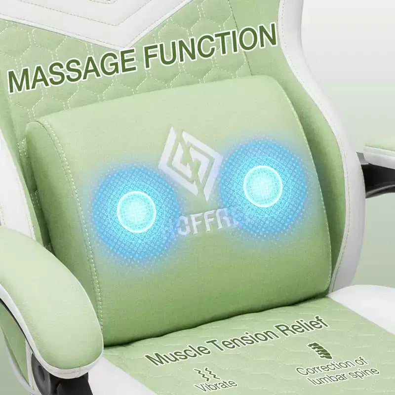 Breathable Fabric Massage Gaming Chair Ergonomic Office PC Chair with Footrest & Adjustable