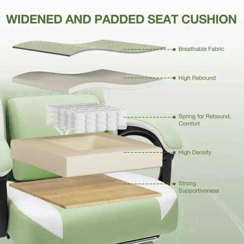 Breathable Fabric Massage Gaming Chair Ergonomic Office PC Chair with Footrest & Adjustable