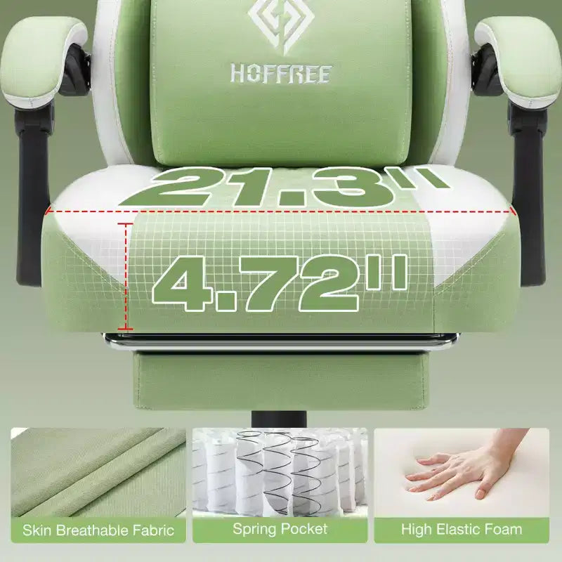 Breathable Fabric Massage Gaming Chair Ergonomic Office PC Chair with Footrest & Adjustable