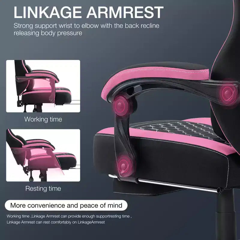 Breathable Fabric Massage Gaming Chair Ergonomic Office PC Chair with Footrest & Adjustable