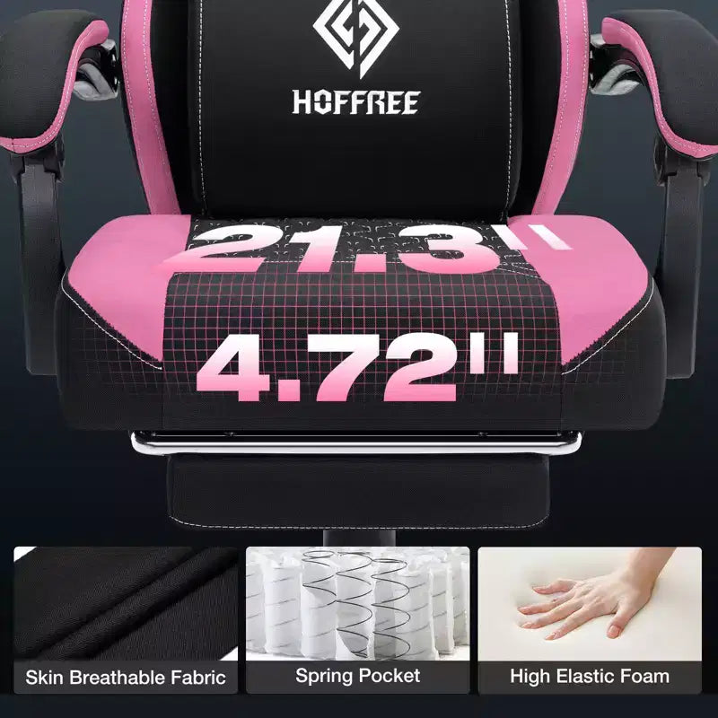 Breathable Fabric Massage Gaming Chair Ergonomic Office PC Chair with Footrest & Adjustable