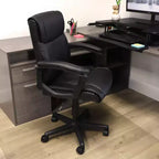 Mid Back Adjustable Faux Leather Office Chair in Black