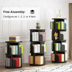 4-Tier Rotating Bookshelf, Waterproof Corner Display Storage Rack