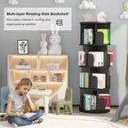 4-Tier Rotating Bookshelf, Waterproof Corner Display Storage Rack