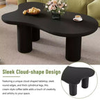 Easy Assembly Cloud Coffee Table with 1.5'' Thick Tabletop, Cream Style Irregular End Table with 3 Sturdy Legs