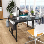 63 Inch Game Computer Desk with Storage, Home Office Modern Simple Style PC Table for Youth Student Adult