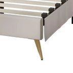 Velvet Upholstered Platform Bed with Diamond Tufted Headboard