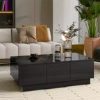 High-gloss Center Table with Sliding Top for Living Room, 39.3x21.6, Black