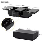 High-gloss Center Table with Sliding Top for Living Room, 39.3x21.6, Black