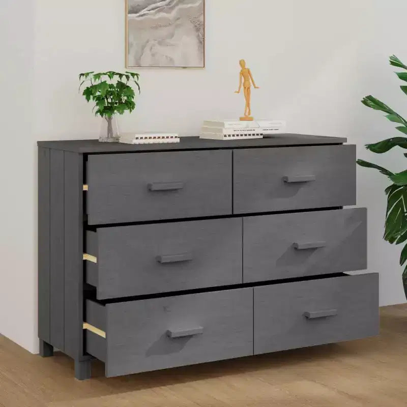 Dresser Dark Gray 44.5x15.7x31.5 Solid Wood Pine
