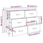 Dresser Dark Gray 44.5x15.7x31.5 Solid Wood Pine