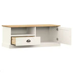 White Solid Wood Pine TV Stand Entertainment Center - 41.7x15.7x15.7 with Drawer, Open Shelf & Cabinet, Easy Clean
