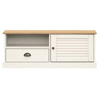 White Solid Wood Pine TV Stand Entertainment Center - 41.7x15.7x15.7 with Drawer, Open Shelf & Cabinet, Easy Clean