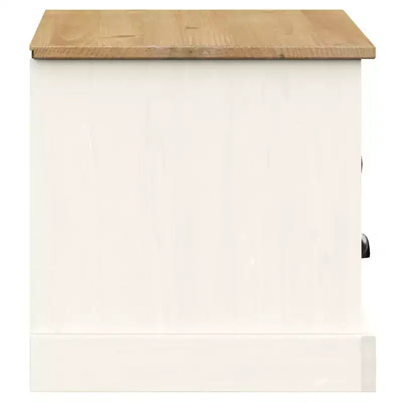 White Solid Wood Pine TV Stand Entertainment Center - 41.7x15.7x15.7 with Drawer, Open Shelf & Cabinet, Easy Clean