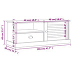 White Solid Wood Pine TV Stand Entertainment Center - 41.7x15.7x15.7 with Drawer, Open Shelf & Cabinet, Easy Clean
