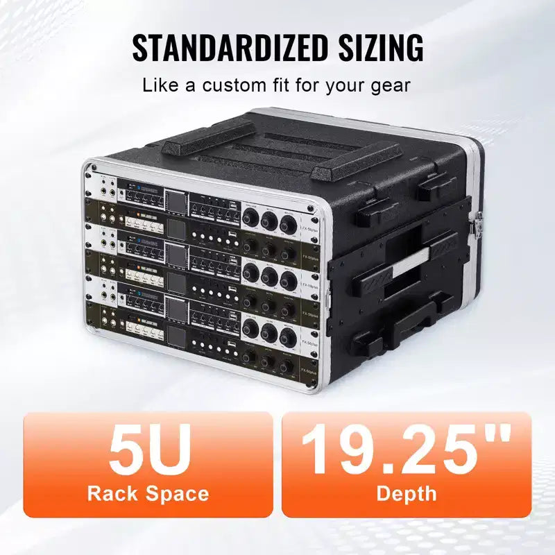 Custodia Rack 6U, Profondità Standard 19 pollici, Armadio Rack per Server con Rotelle in ABS, Robuste Chiusure a Farfalla a Sgancio Rapido, Frontale Rimovibile, Nero