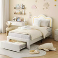 Twin Upholstered Bed Frame with Smart LED and Adjustable Bear Headboard, Velvet Platform Bed