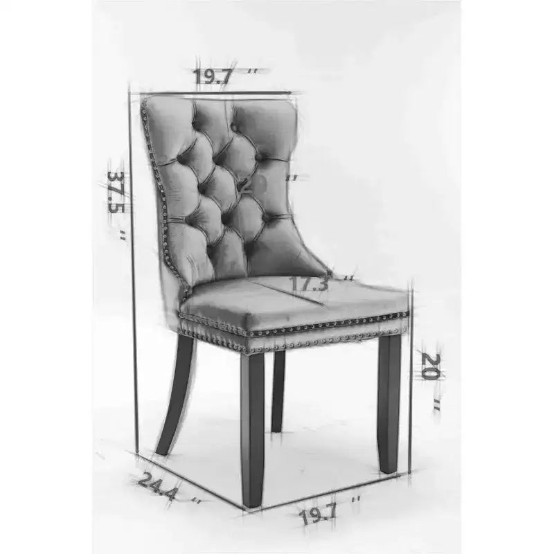 Set di 2 sedie da pranzo moderne in velluto con tappezzeria trapuntata di alta qualità, struttura in legno massello e gambe placcate in acciaio inossidabile cromato