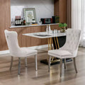 Zeus & Ruta Set of 2 Modern Velvet Dining Chairs with High-end Tufted Upholstery, Solid Wood Frame & Chrome Stainless Steel Plating Legs