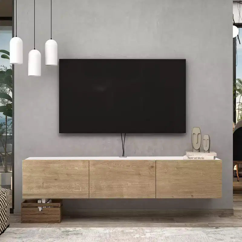 Mobile TV Sospeso a Parete per TV Fino a 75 Pollici, Bianco