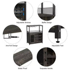 3-Tier Wine Bar Cabinet with Wine Rack and Storage Space, Buffet Cabinet with Glass Holder and Mesh Door, for Kitchen, Living Room and Bar