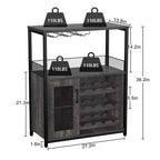 3-Tier Wine Bar Cabinet with Wine Rack and Storage Space, Buffet Cabinet with Glass Holder and Mesh Door, for Kitchen, Living Room and Bar