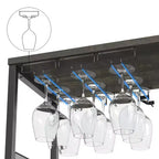 3-Tier Wine Bar Cabinet with Wine Rack and Storage Space, Buffet Cabinet with Glass Holder and Mesh Door, for Kitchen, Living Room and Bar