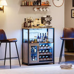 3-Tier Wine Bar Cabinet with Wine Rack and Storage Space, Buffet Cabinet with Glass Holder and Mesh Door, for Kitchen, Living Room and Bar