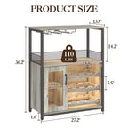 3-Tier Wine Bar Cabinet with Wine Rack and Storage Space, Buffet Cabinet with Glass Holder and Mesh Door, for Kitchen, Living Room and Bar