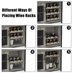 3-Tier Wine Bar Cabinet with Wine Rack and Storage Space, Buffet Cabinet with Glass Holder and Mesh Door, for Kitchen, Living Room and Bar